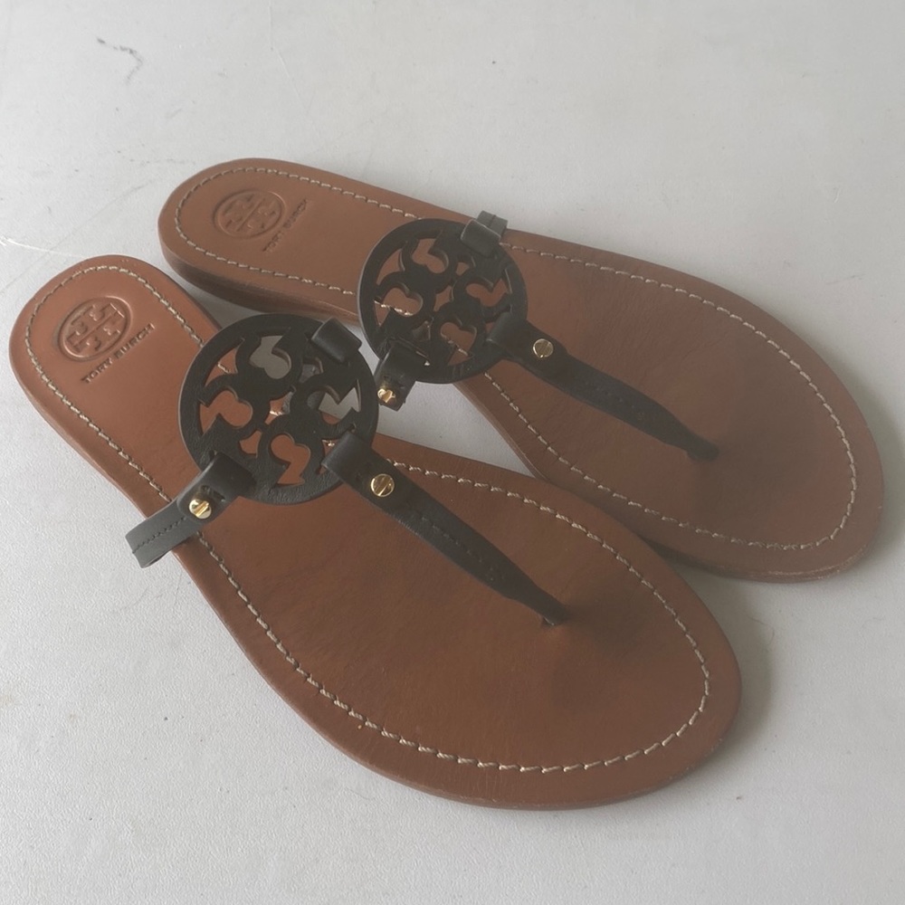 Tory Burch Black Gabriel Thong Leather Sandals women’s Sz 10M
